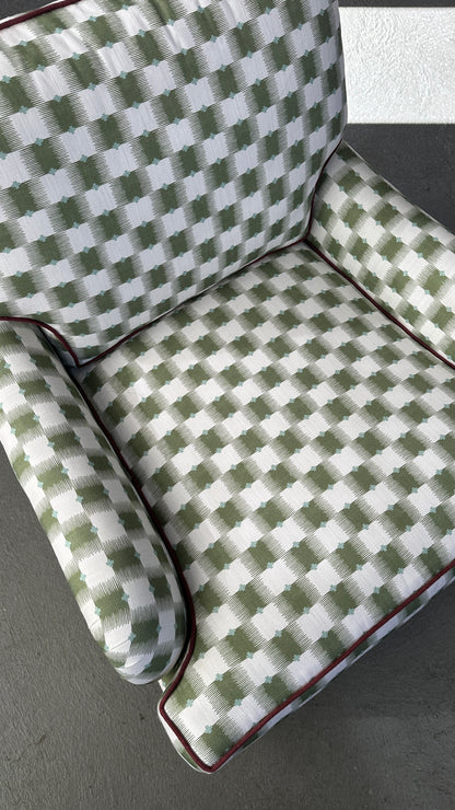 Pair of Upholstered Roll Arm Accent Chairs