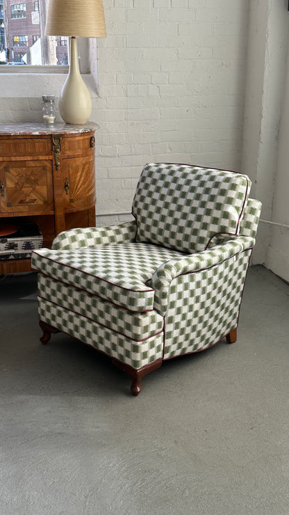 Pair of Upholstered Roll Arm Accent Chairs