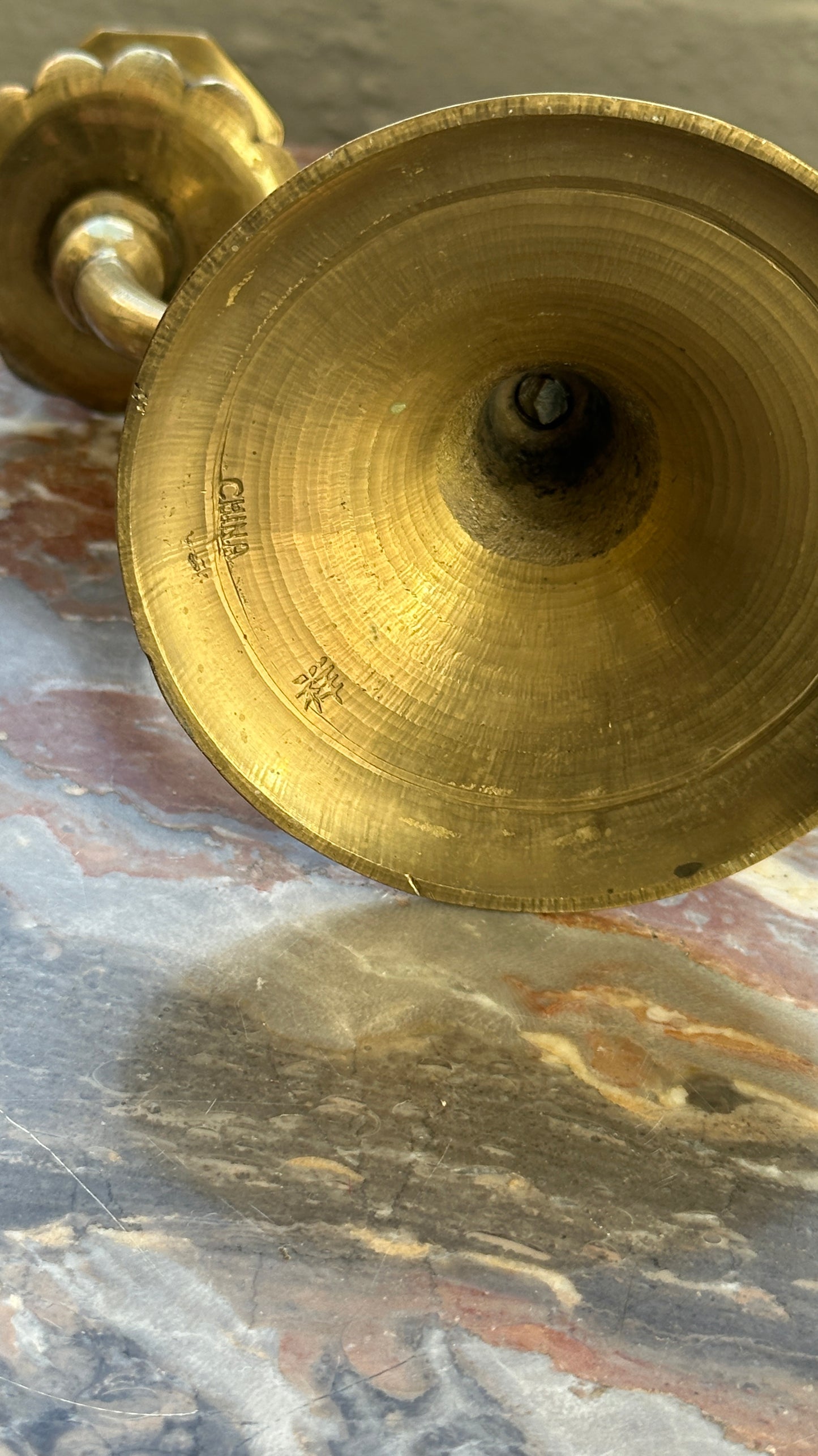 Vintage Engraved Brass Candle Holder