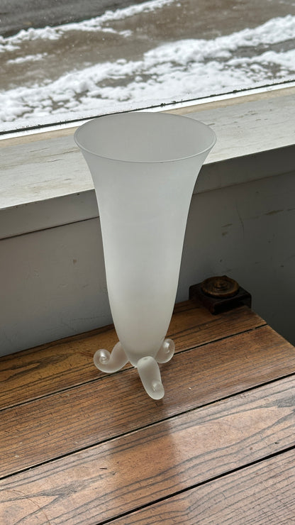 French Curled Footed Opaline Vase