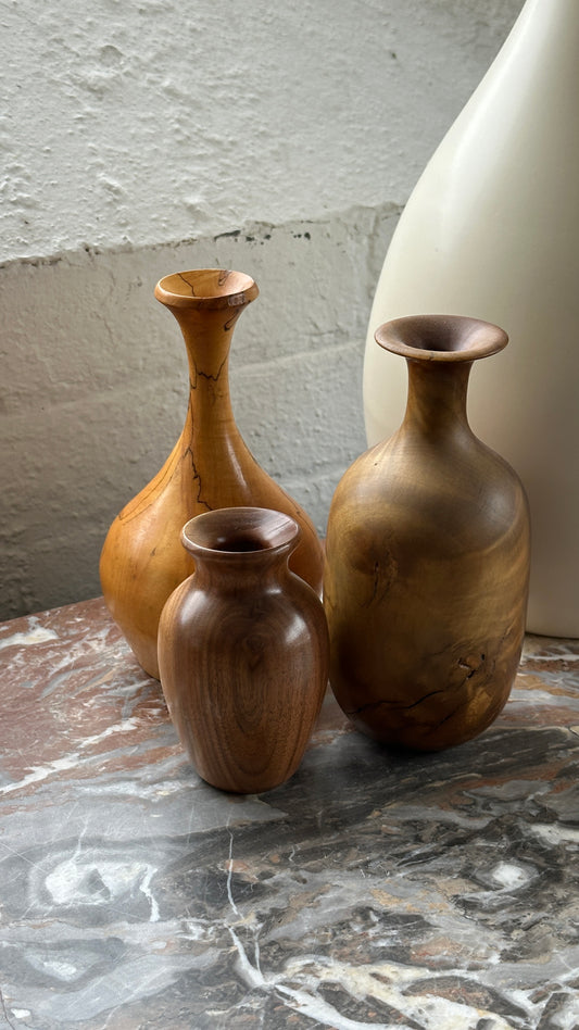 Collection of 3 Turned Wooden Vases