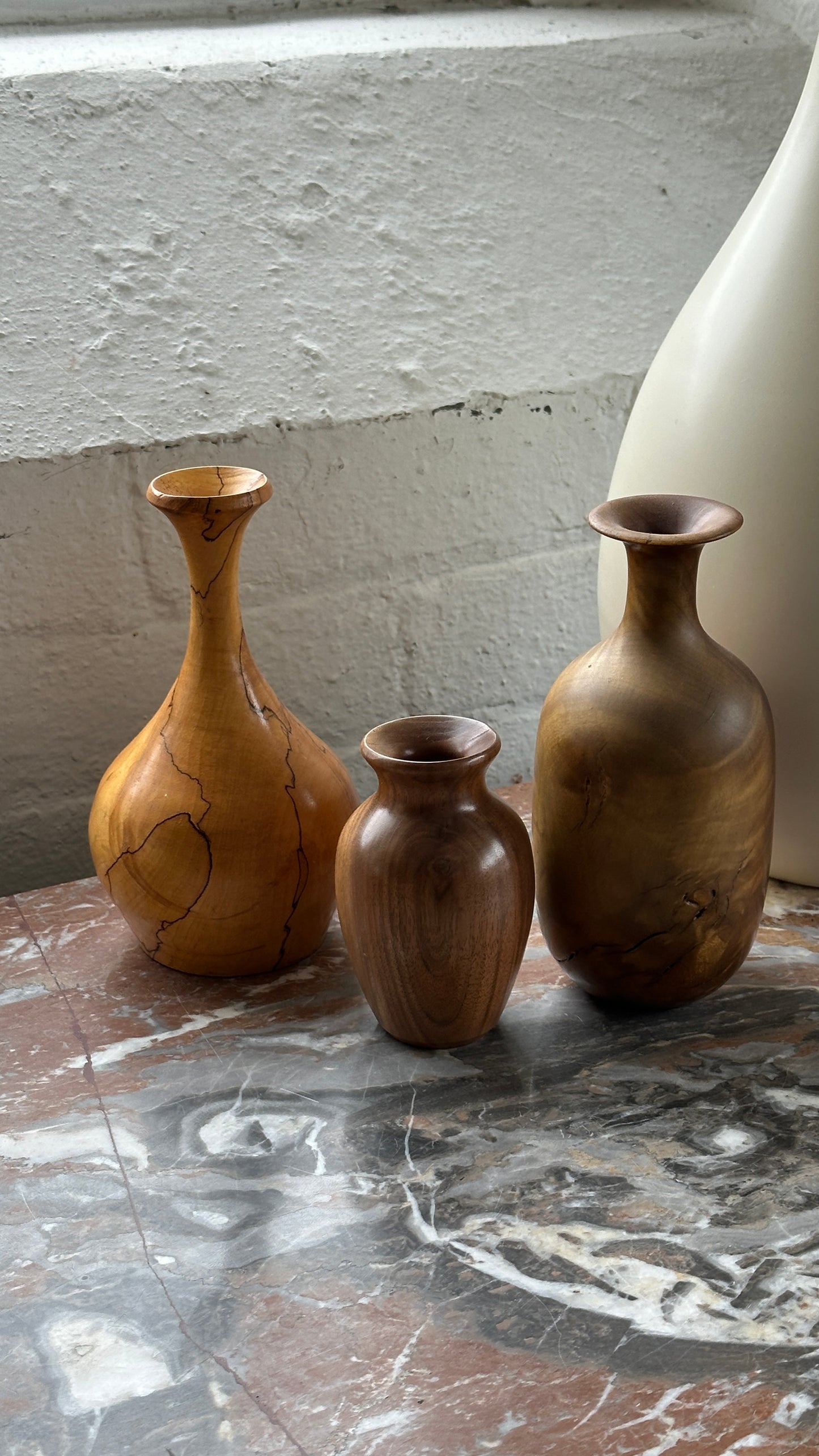 Collection of 3 Turned Wooden Vases