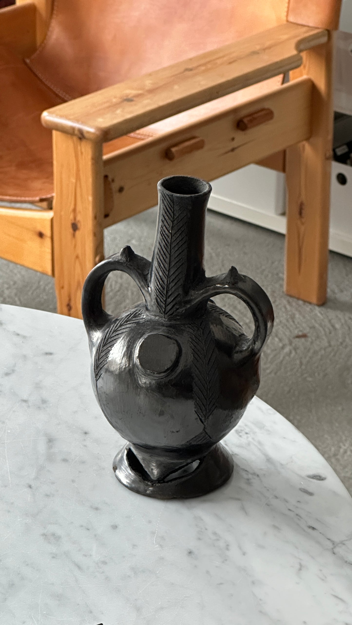 Handmade Peruvian Ceramic Vase with Handles