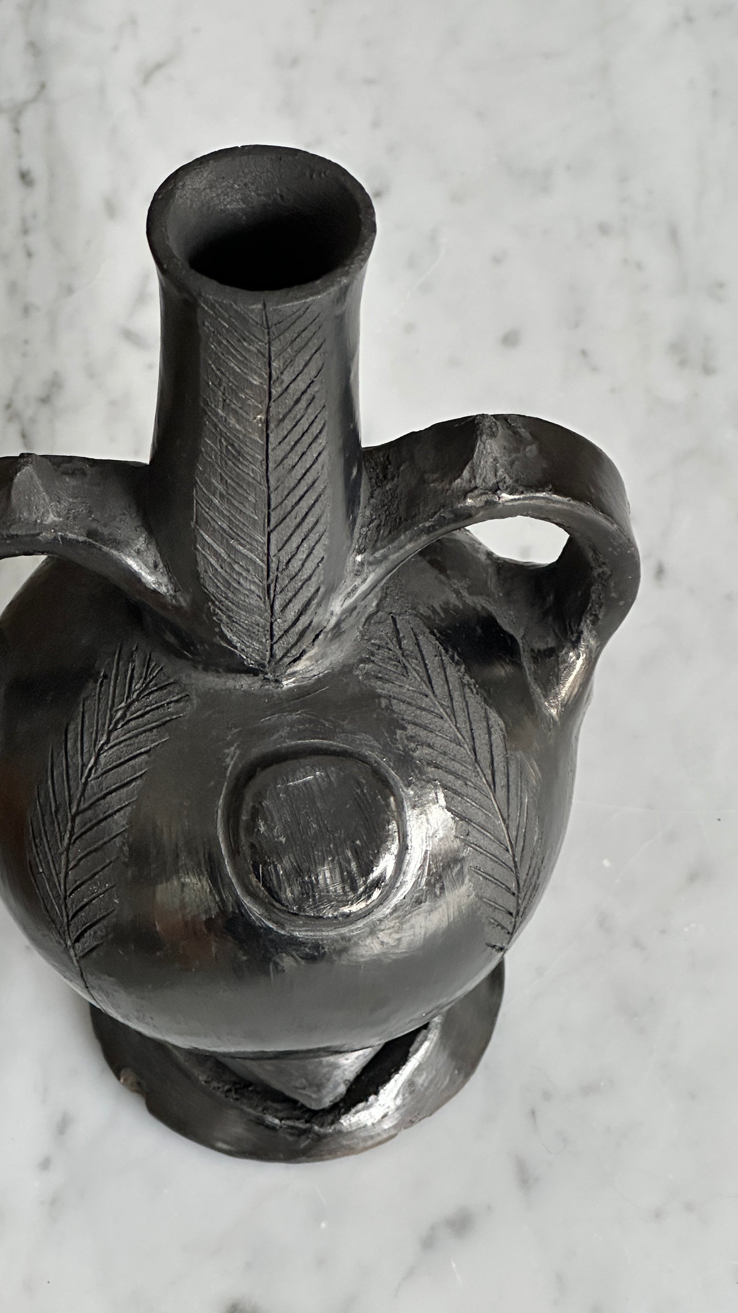 Handmade Peruvian Ceramic Vase with Handles