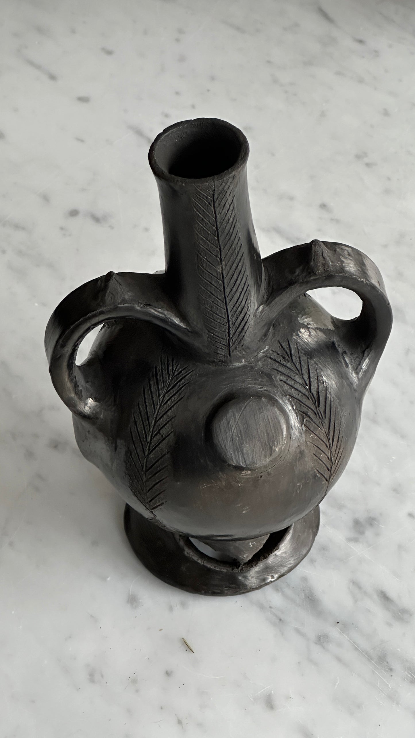 Handmade Peruvian Ceramic Vase with Handles