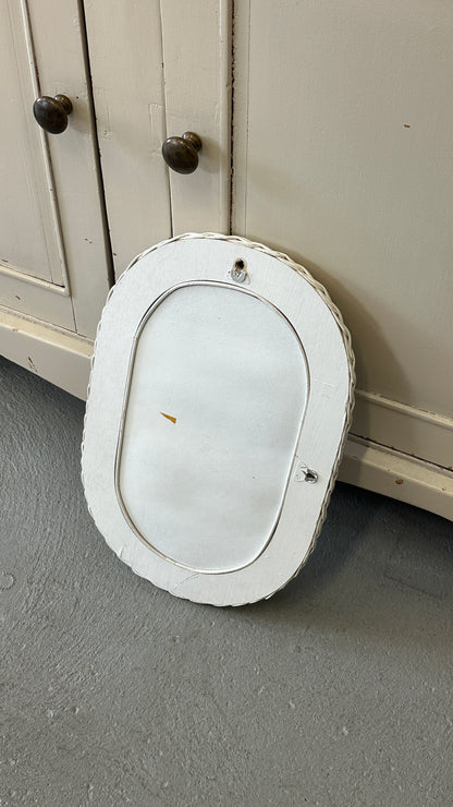 White Oval Wicker Mirror