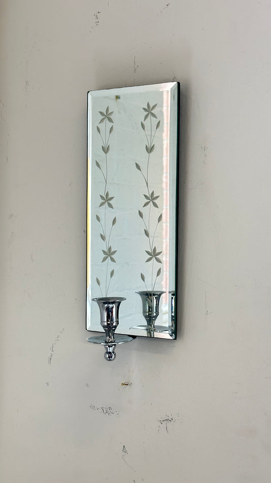 New Wall Mounted Etched Mirrored Candle Sconce