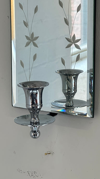 New Wall Mounted Etched Mirrored Candle Sconce