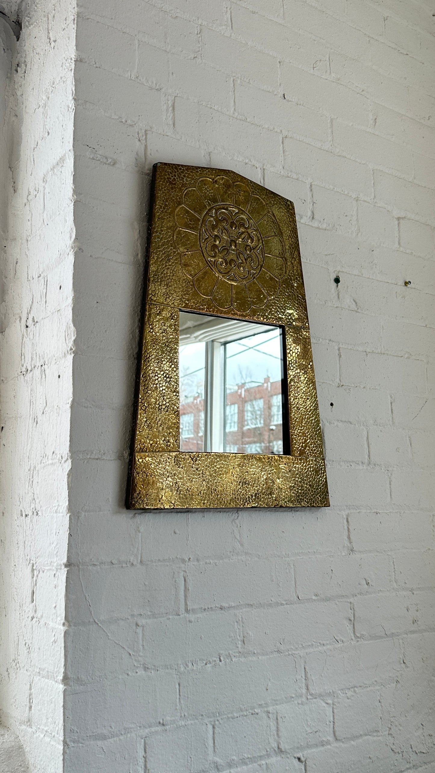 Hammered Decorative Brass Mirror