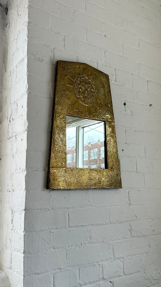 Hammered Decorative Brass Mirror