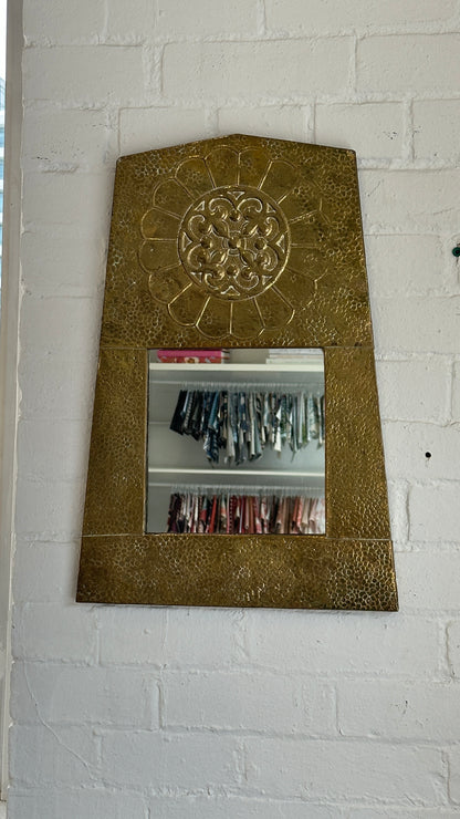 Hammered Decorative Brass Mirror