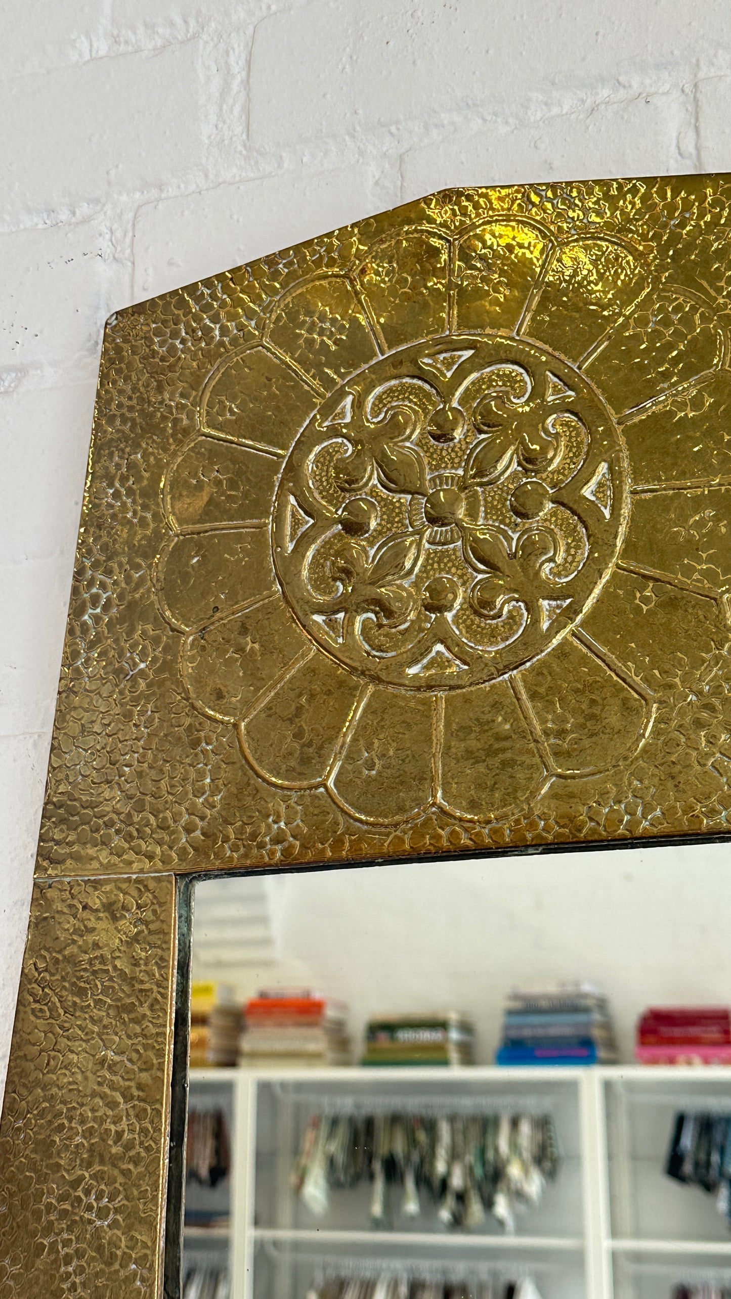 Hammered Decorative Brass Mirror