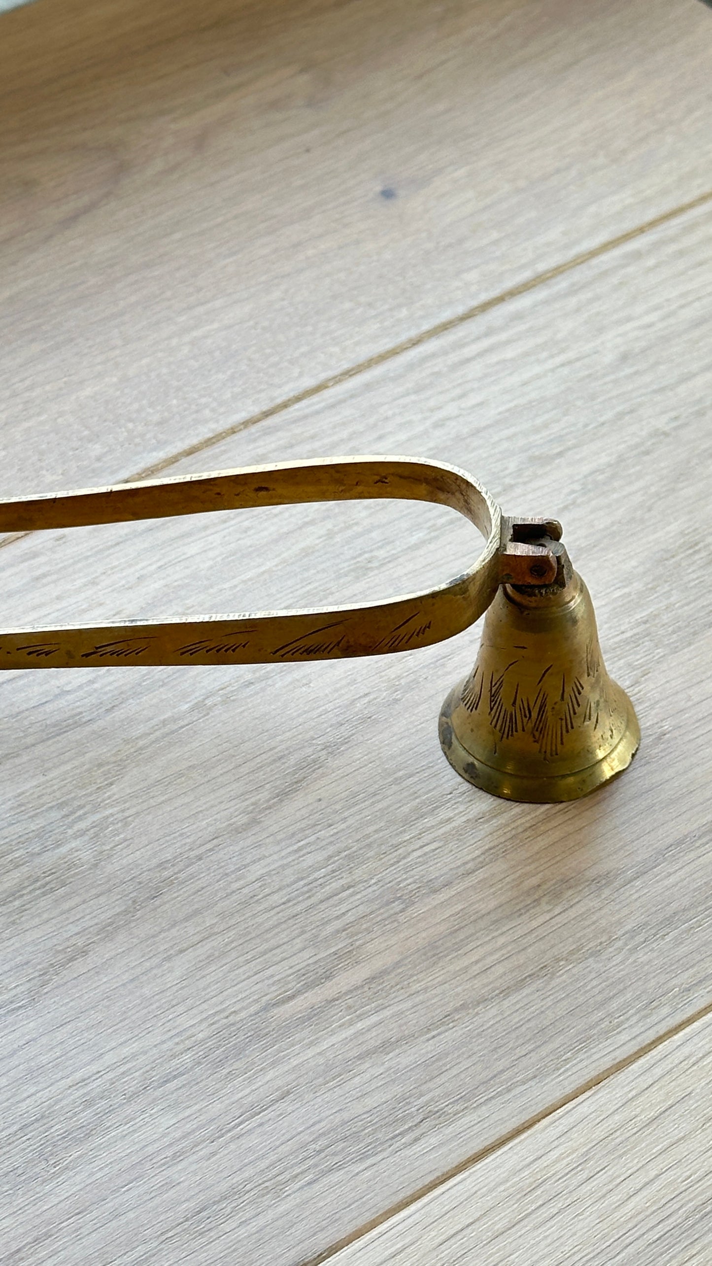 Vintage Etched Brass Clawfoot Sugar Cube Tongs with Attached Serving Bell