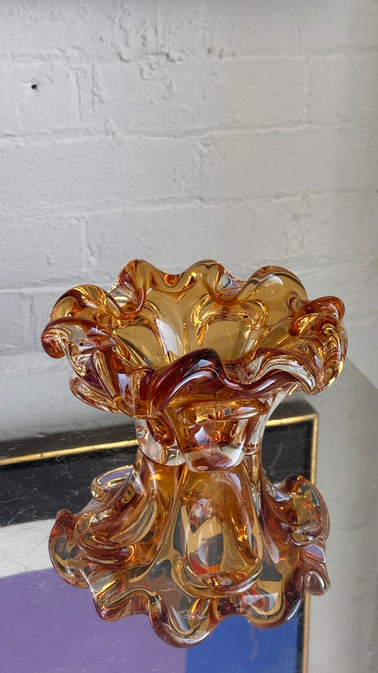 Vintage Amber Art Glass Ashtray