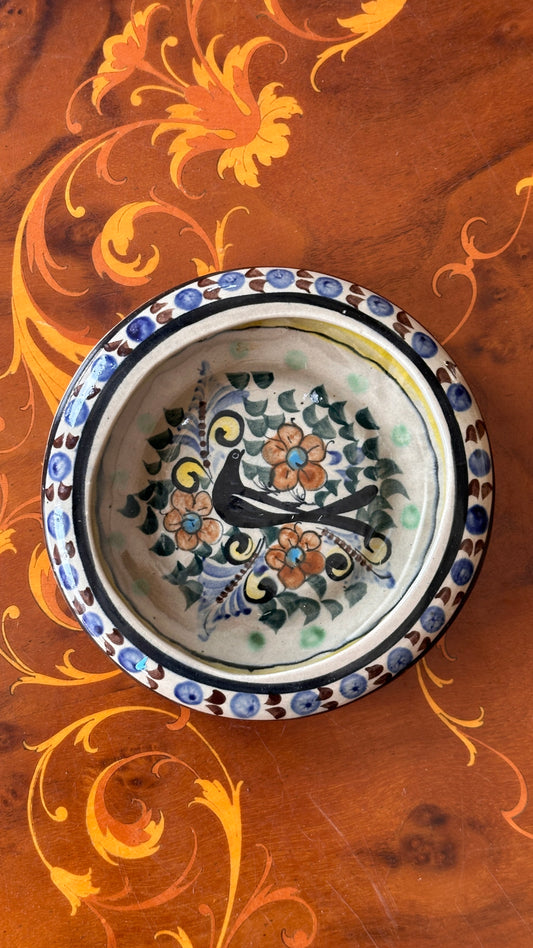 Hand Painted Mexican Dish with Bird