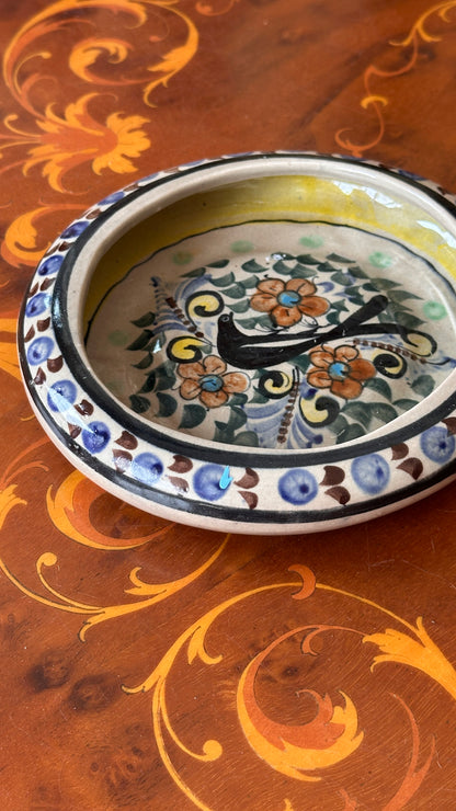 Hand Painted Mexican Dish with Bird