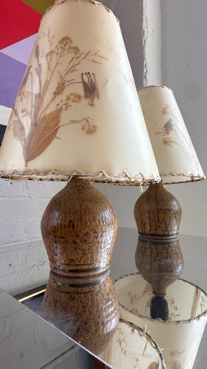 Pair of Ceramic Table Lamps with Original Shades by Hildegard Dornbusch