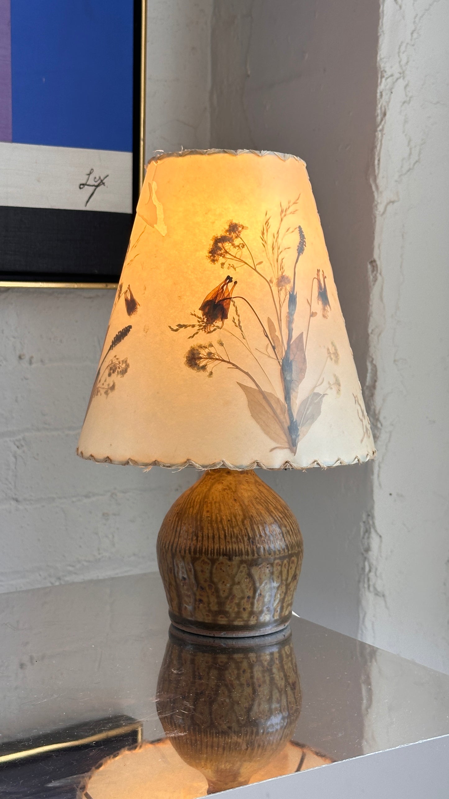 Pair of Ceramic Table Lamps with Original Shades by Hildegard Dornbusch