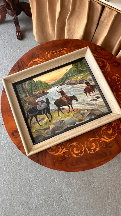 Framed Western Painting on Board