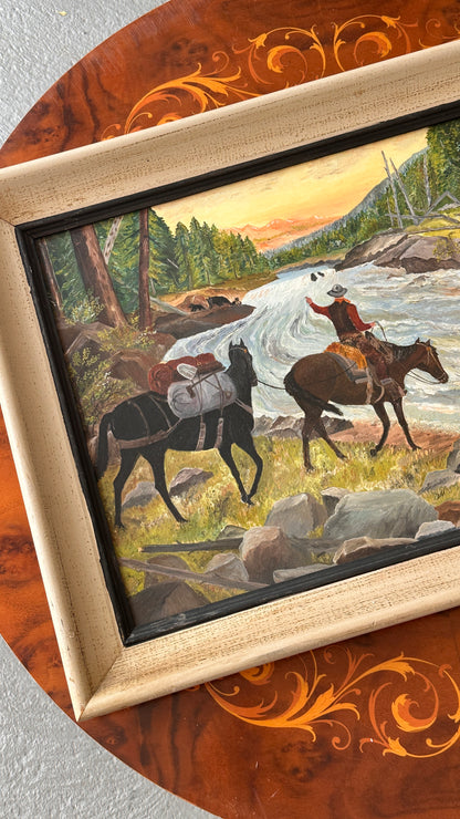 Framed Western Painting on Board