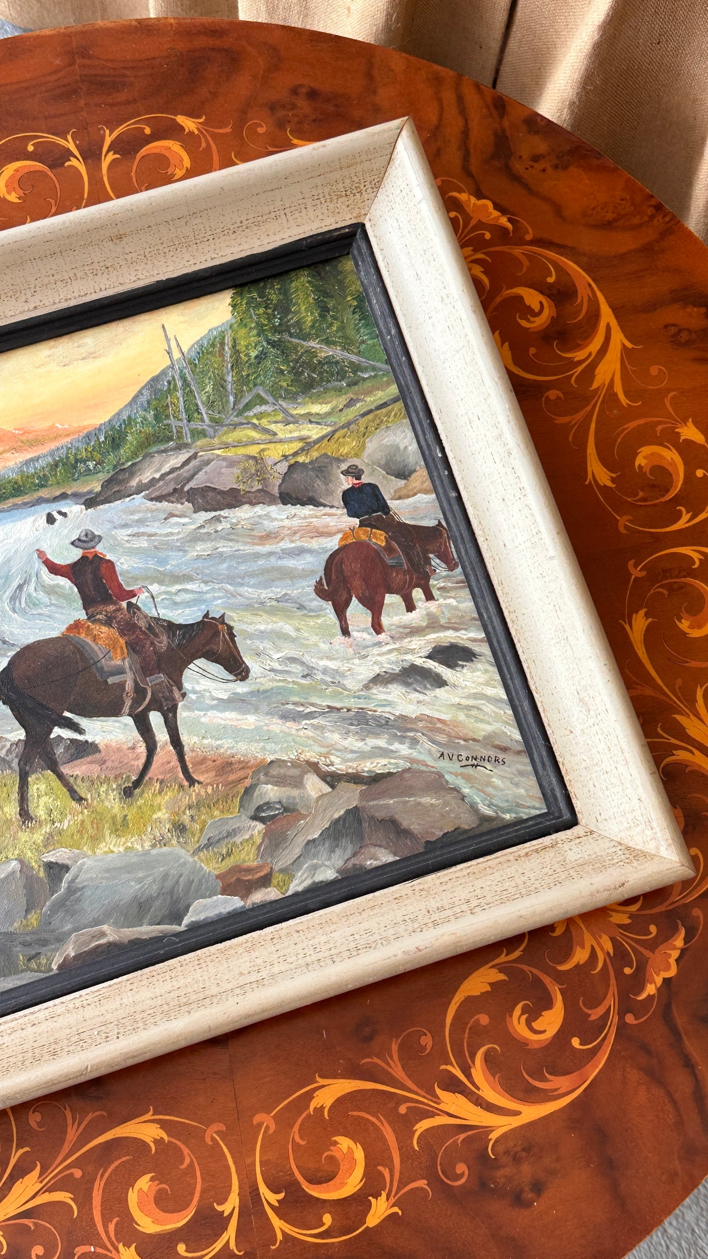 Framed Western Painting on Board