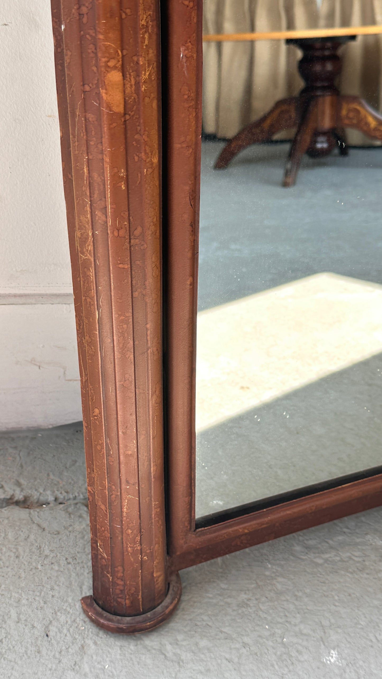 Vintage Inspired Metal Mirror with Floral Decal