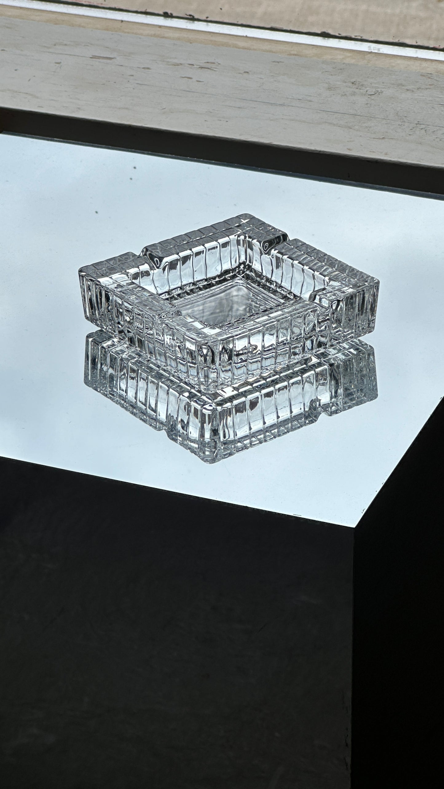 Cut Cubed Glass Ashtray