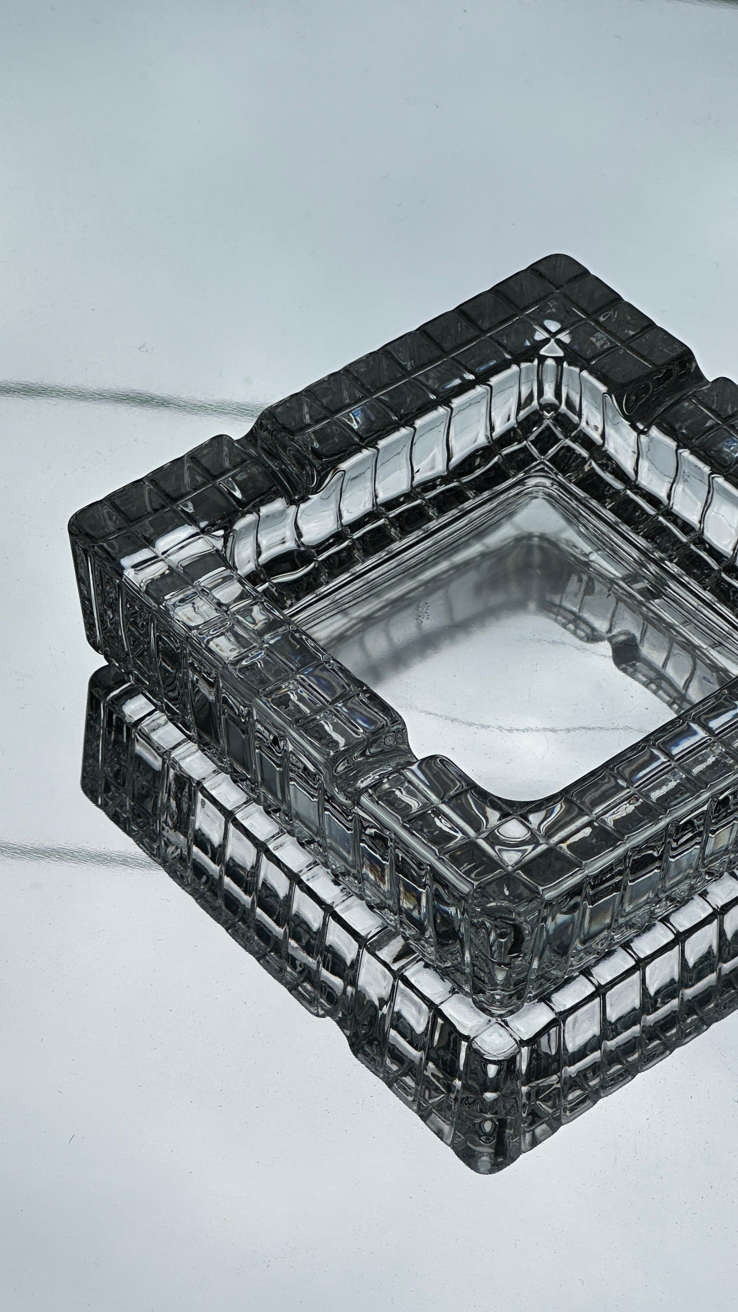 Cut Cubed Glass Ashtray