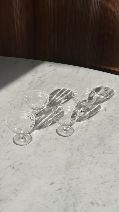 Set of 4 Vintage Floral Coupe Glasses