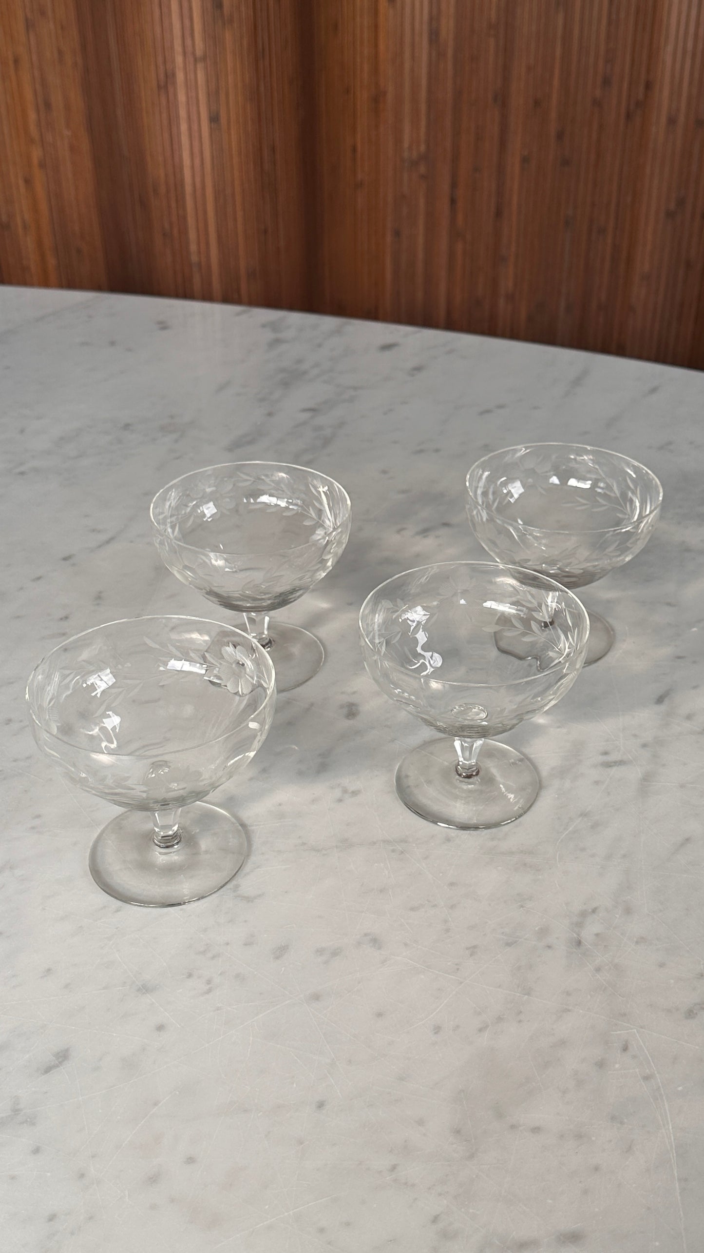 Set of 4 Vintage Floral Coupe Glasses