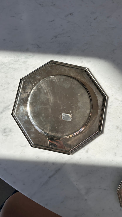 Pair of Vintage Pewter Octagon Serving Plates