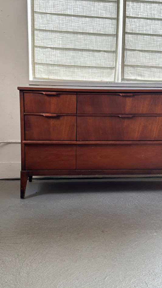 Vintage Walnut Kaufman 9 Drawer Dresser