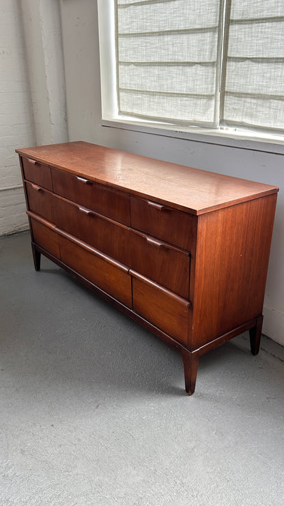 Vintage Walnut Kaufman 9 Drawer Dresser