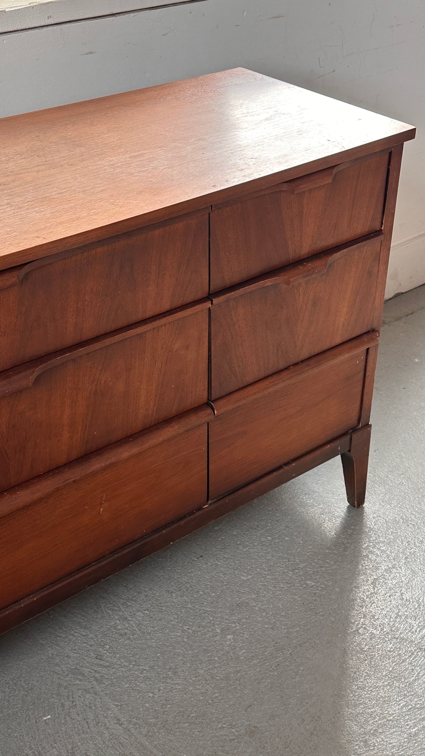 Vintage Walnut Kaufman 9 Drawer Dresser
