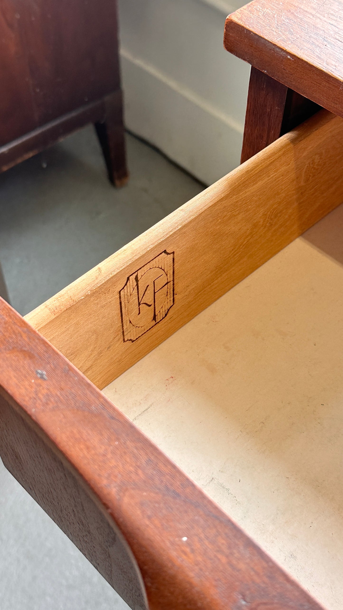 Vintage Walnut Kaufman 9 Drawer Dresser