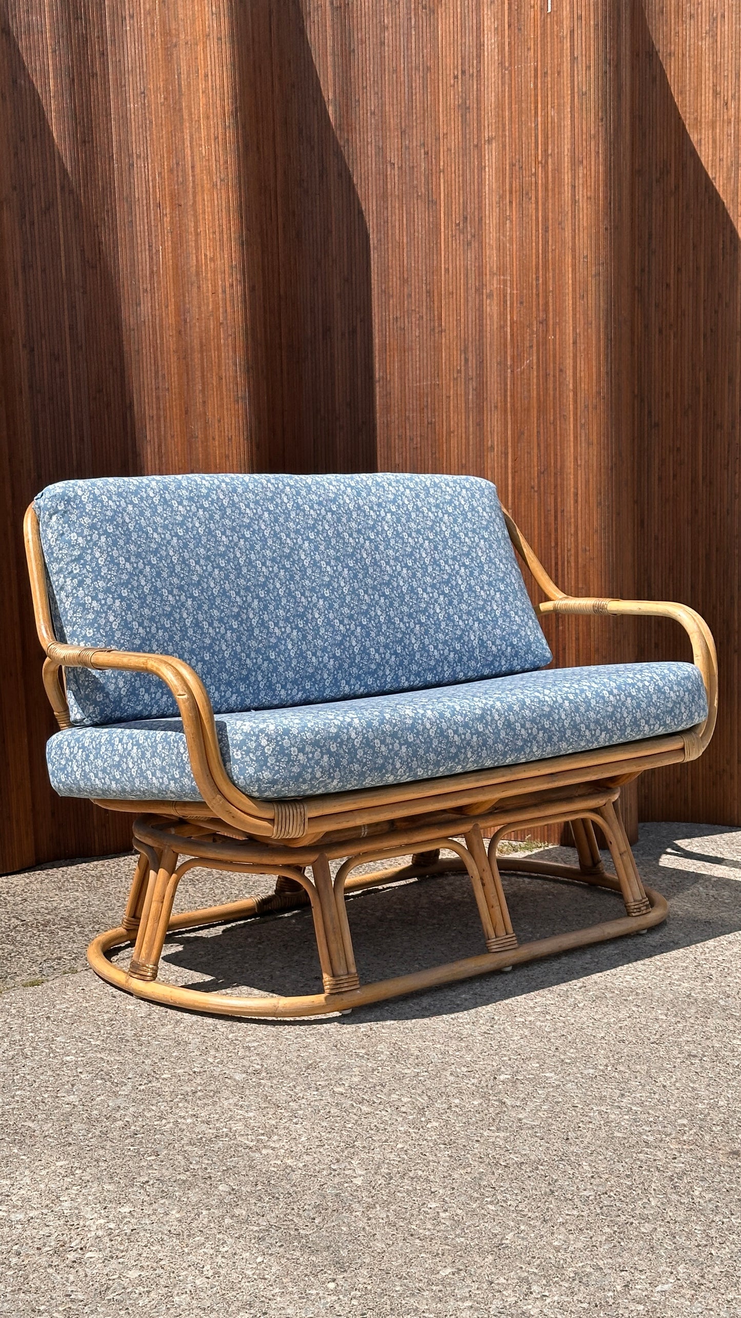 Bamboo Settee with Floral Upholstery