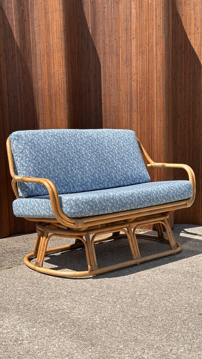 Bamboo Settee with Floral Upholstery