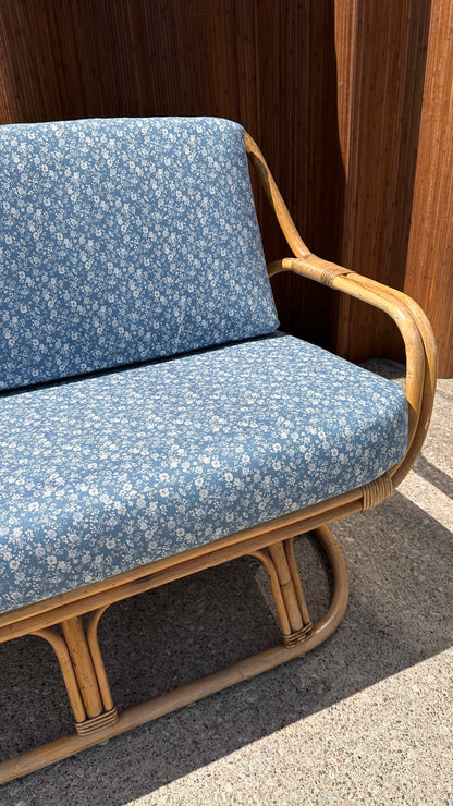 Bamboo Settee with Floral Upholstery