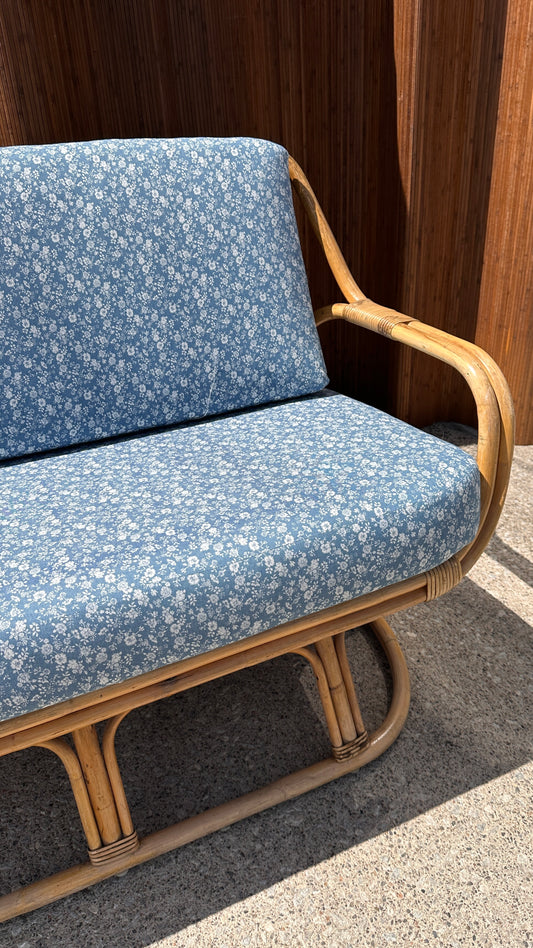 Bamboo Settee with Floral Upholstery