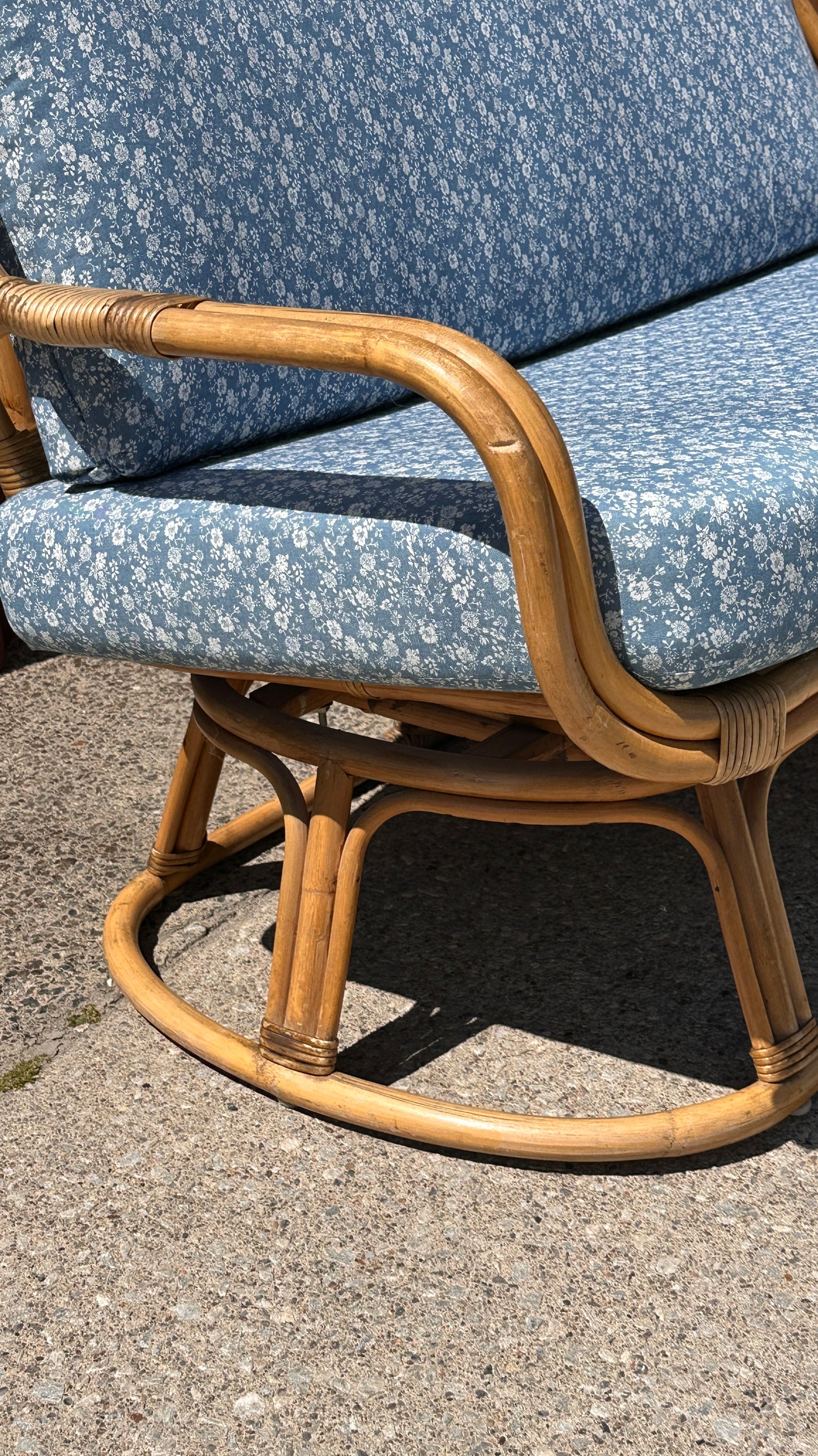 Bamboo Settee with Floral Upholstery