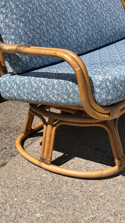 Bamboo Settee with Floral Upholstery