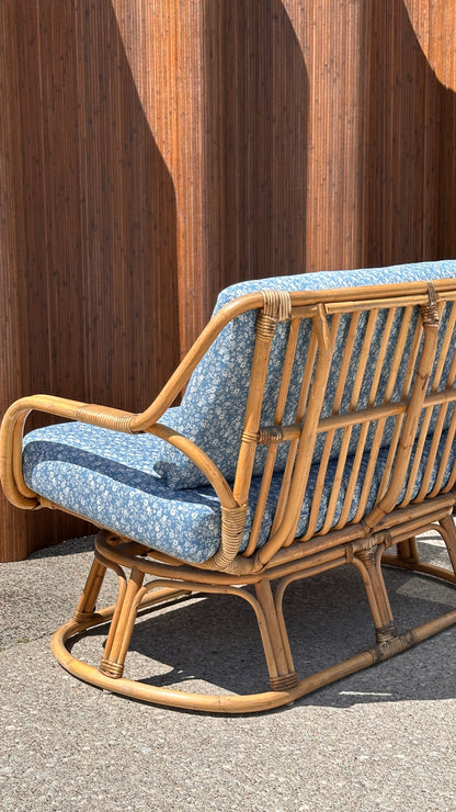 Bamboo Settee with Floral Upholstery