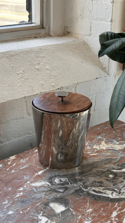Stainless & Wood Ice Bucket