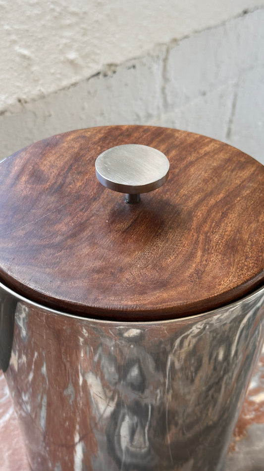 Stainless & Wood Ice Bucket