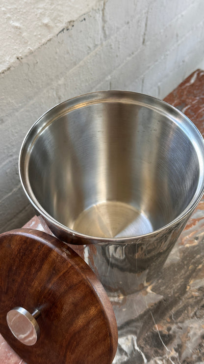 Stainless & Wood Ice Bucket