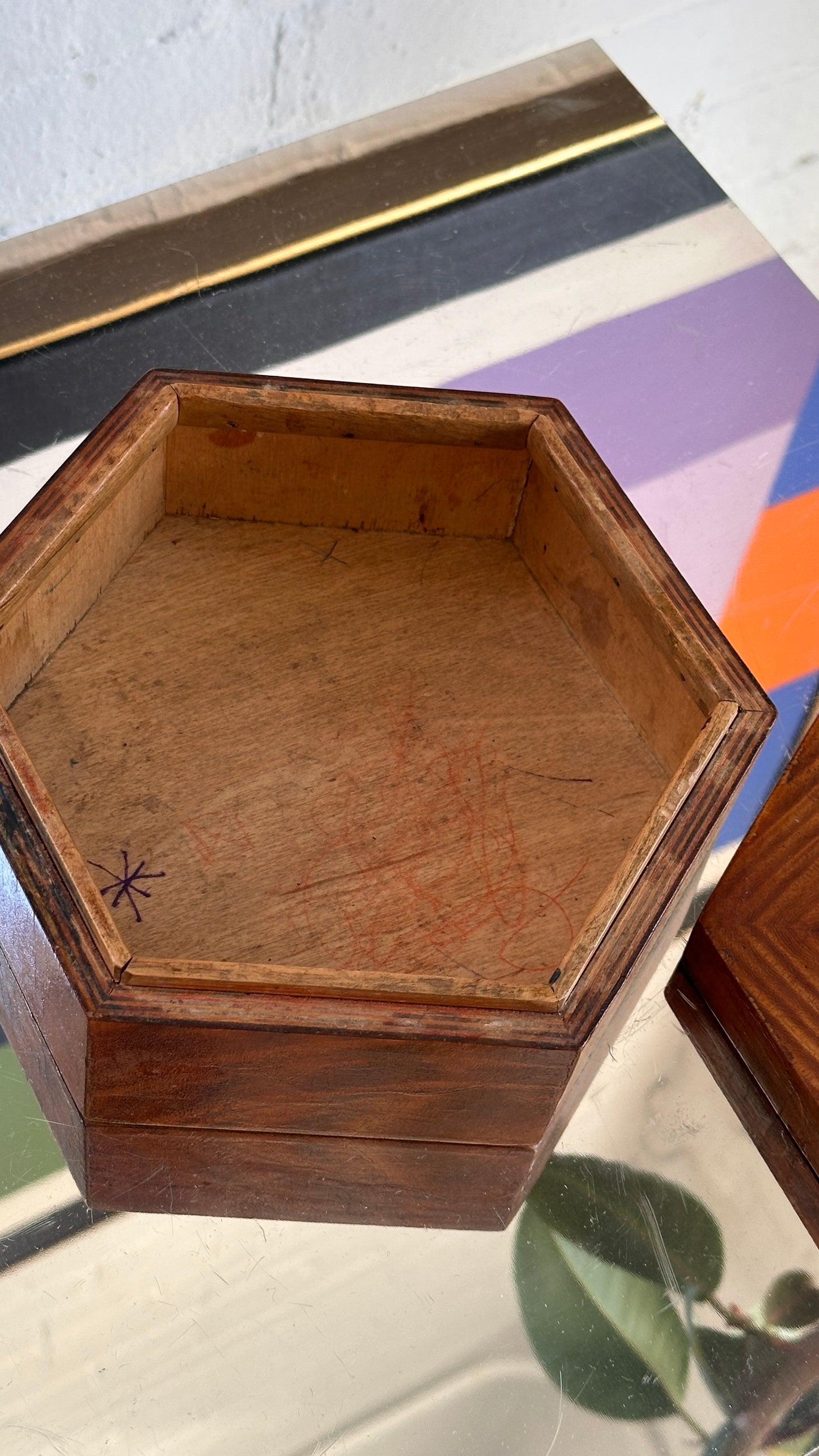 Hexagonal Wood Trinket Box