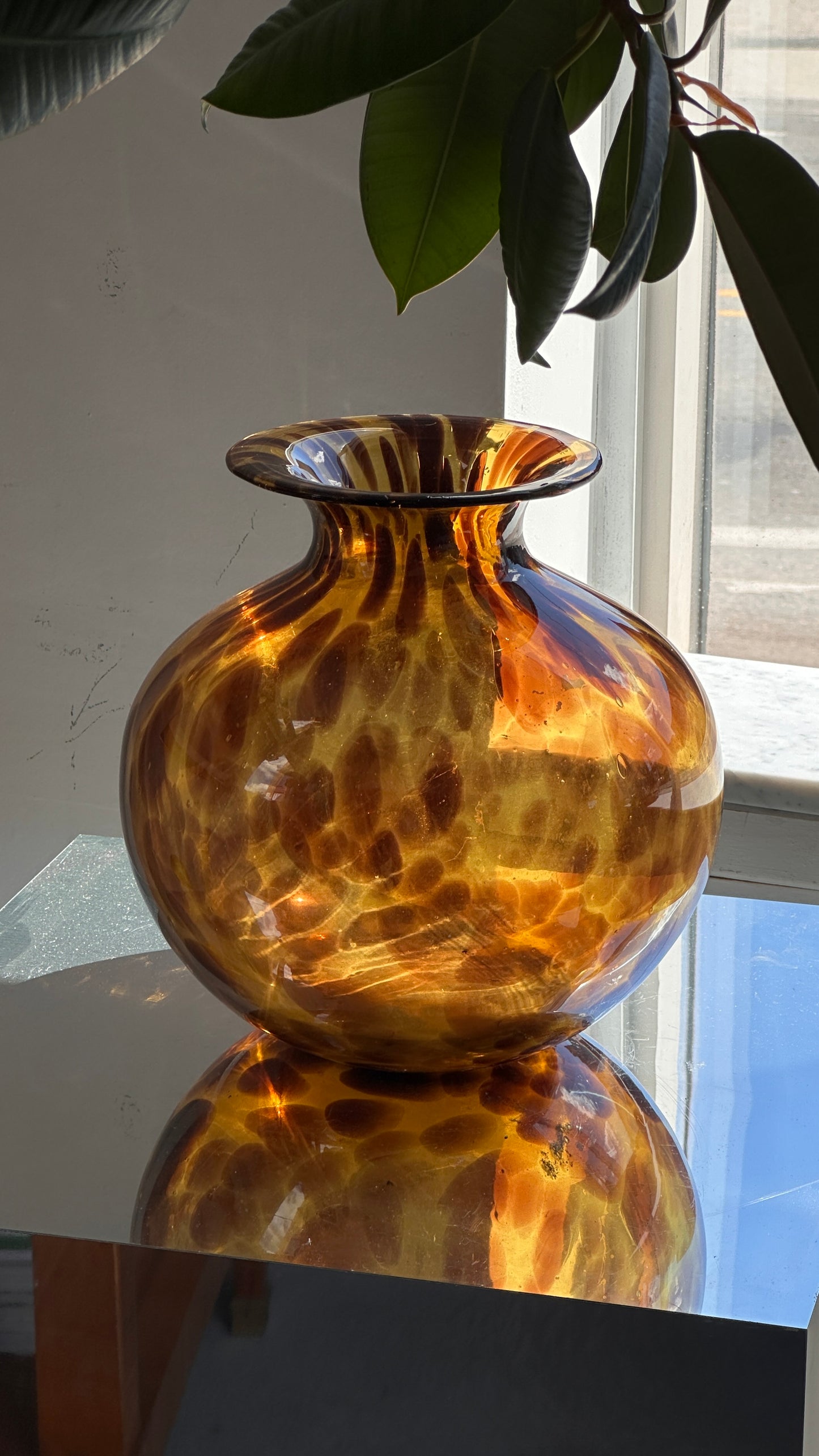 Vintage Maestri Vetrai Azzurra Tortoiseshell Glass Vase