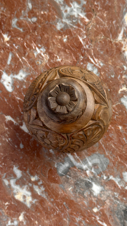 Vintage Carved Wooden Liquor Bottle