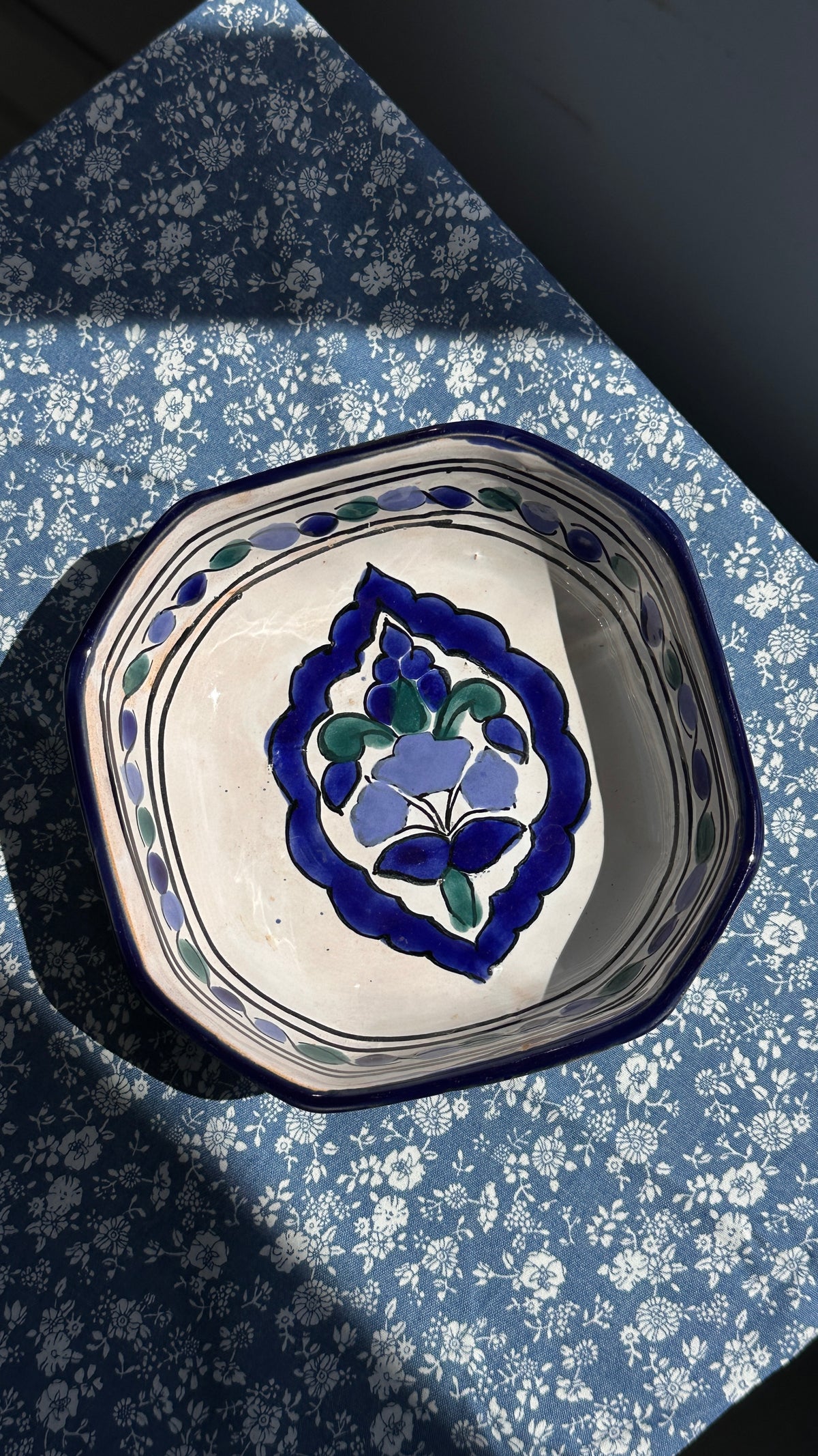 Hand Painted Octagonal Bowl
