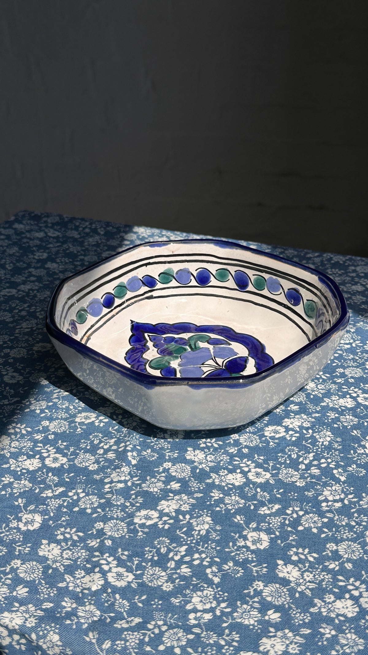 Hand Painted Octagonal Bowl